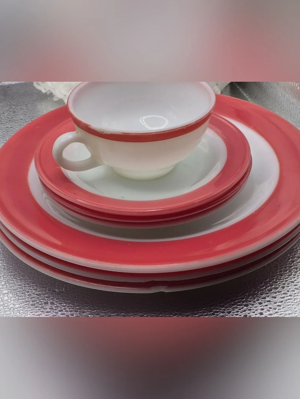 Vintage Pyrex Pink Flamingo 7pc Hostess Set, Milk Glass & Coral Replacements